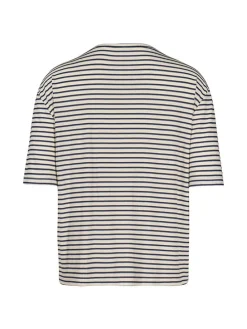 Pyjama-Oberteil in Creme/ Dunkelblau