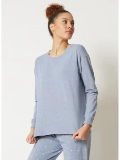 Pyjama-Oberteil in Hellblau