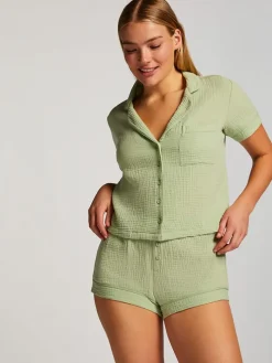 Pyjama-Oberteil "Seersucker" in Hellgrün