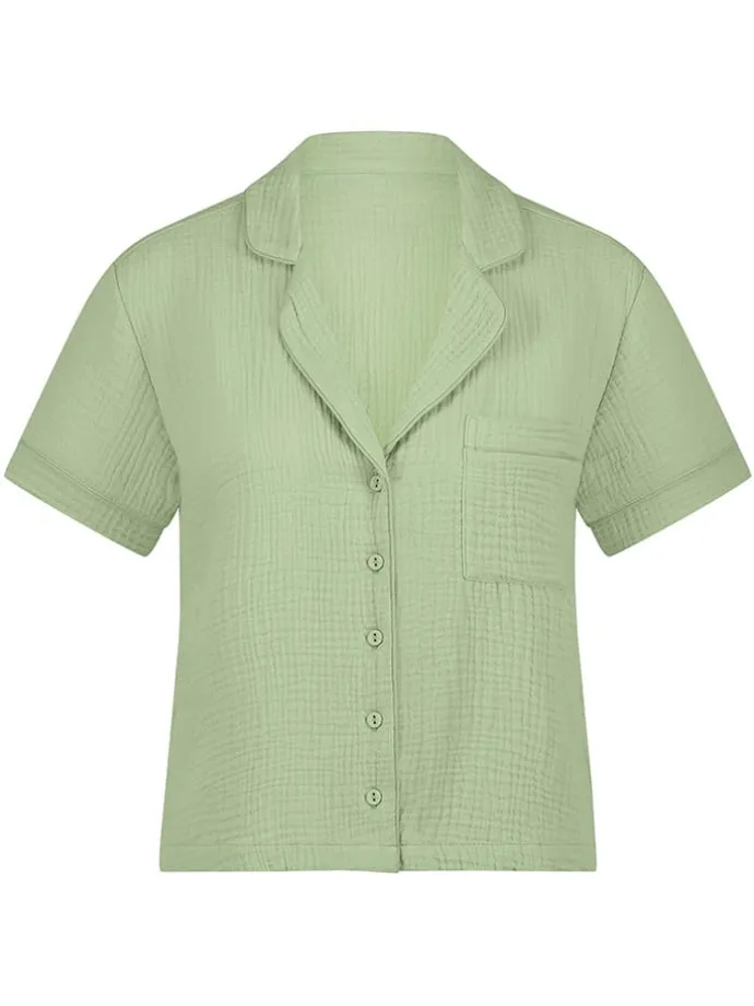 Pyjama-Oberteil "Seersucker" in Hellgrün
