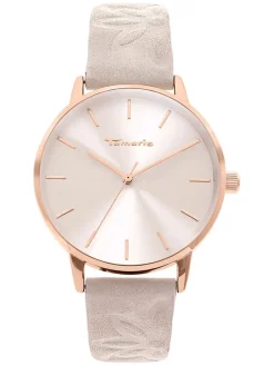 Quarzuhr in Beige/ Roségold/ Weiß