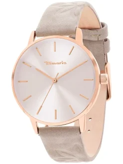 Quarzuhr in Beige/ Roségold/ Weiß