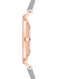 Quarzuhr in Grau/ Roségold