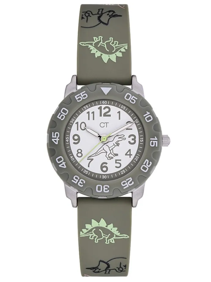 Quarzuhr in Khaki/ Weiß