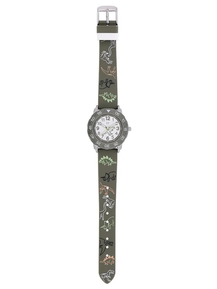 Quarzuhr in Khaki/ Weiß