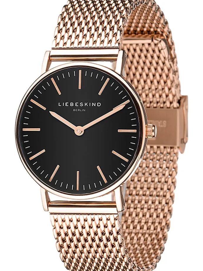 Quarzuhr in Roségold/ Schwarz