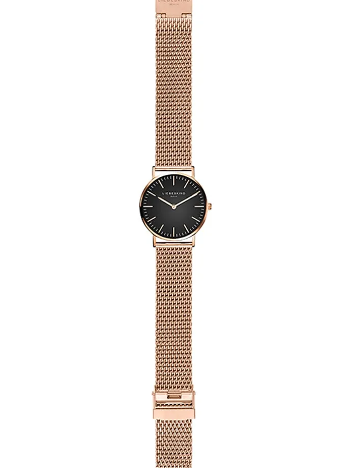 Quarzuhr in Roségold/ Schwarz
