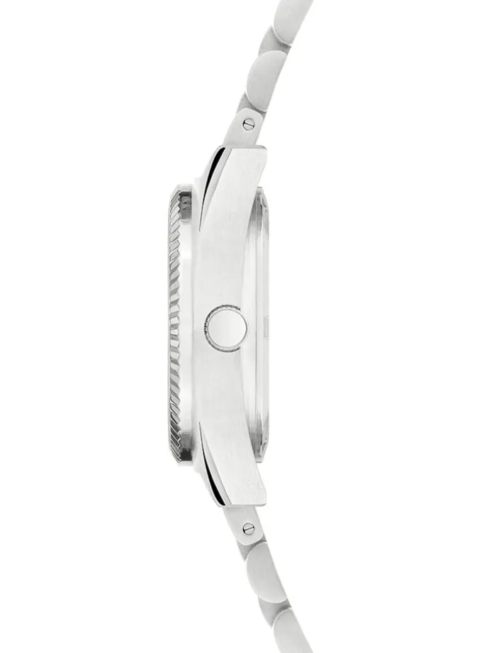 Quarzuhr in Silber/ Beige