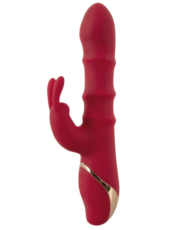 Rabbitvibrator Rabbit Vibrator with 3 Moving Rings in rot
