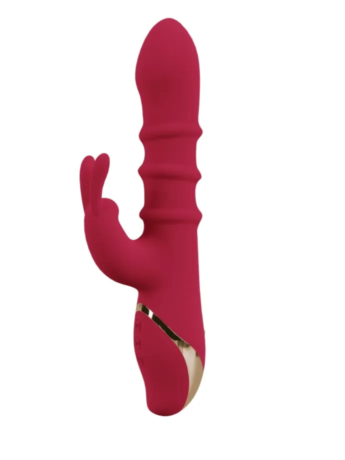 Rabbitvibrator Rabbit Vibrator with 3 Moving Rings in rot