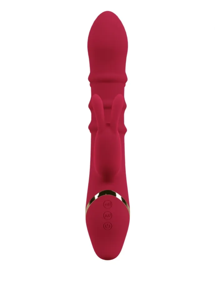 Rabbitvibrator Rabbit Vibrator with 3 Moving Rings in rot