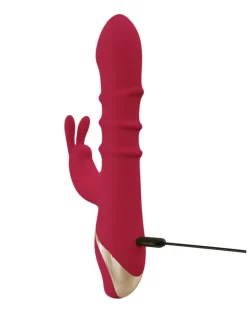 Rabbitvibrator Rabbit Vibrator with 3 Moving Rings in rot