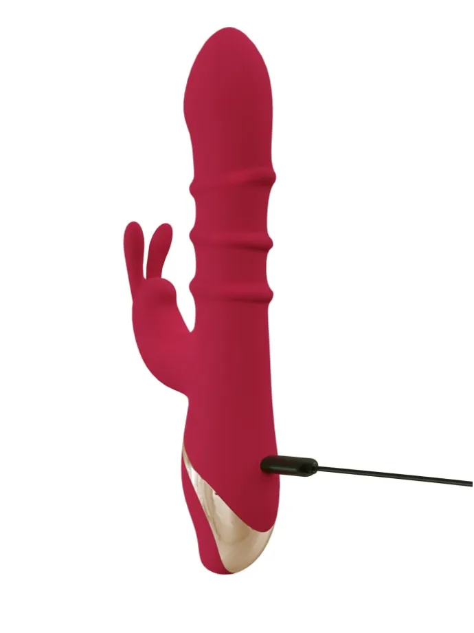 Rabbitvibrator Rabbit Vibrator with 3 Moving Rings in rot