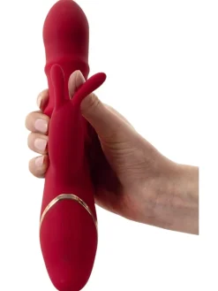 Rabbitvibrator Rabbit Vibrator with 3 Moving Rings in rot