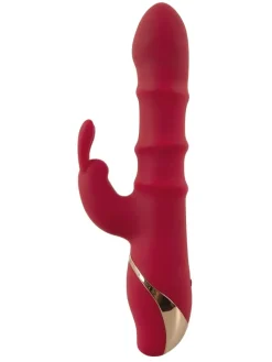 Rabbitvibrator Rabbit Vibrator with 3 Moving Rings in rot