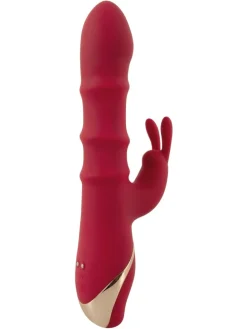 Rabbitvibrator Rabbit Vibrator with 3 Moving Rings in rot