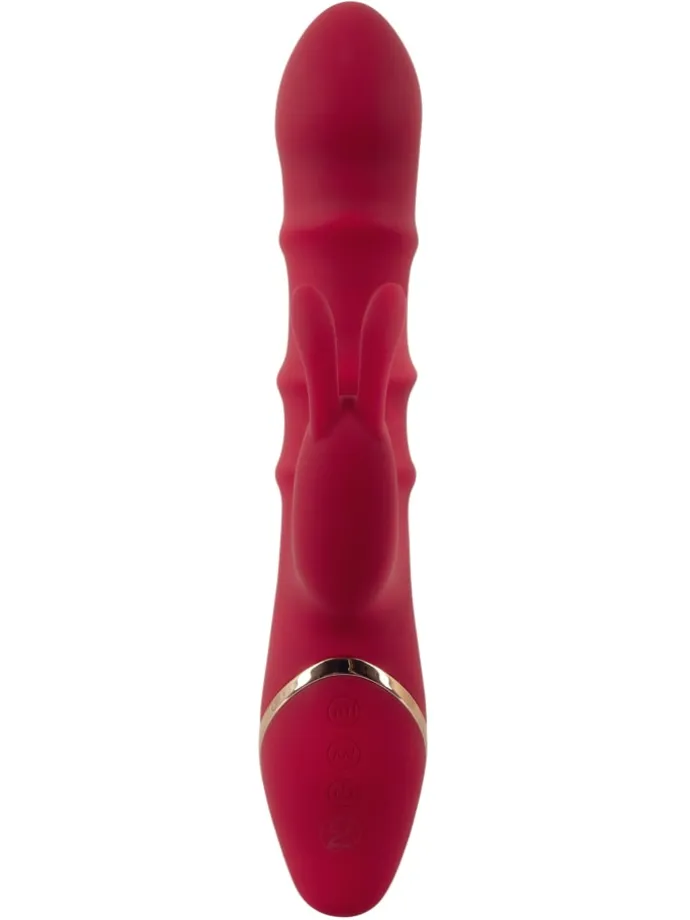 Rabbitvibrator Rabbit Vibrator with 3 Moving Rings in rot