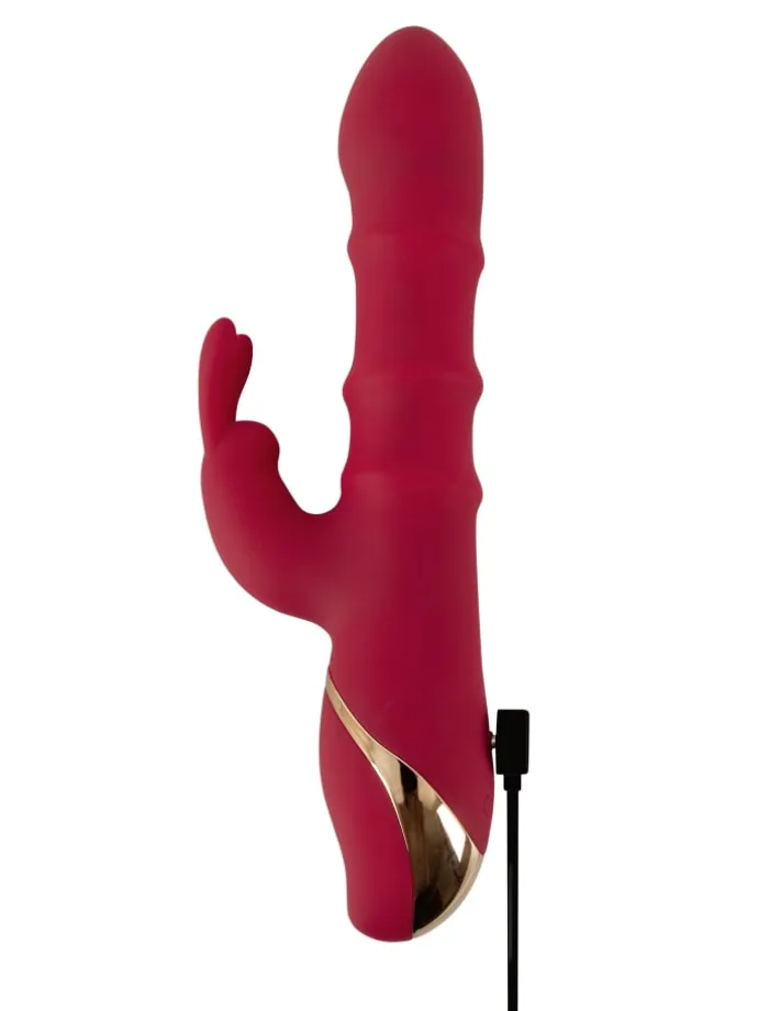 Rabbitvibrator Rabbit Vibrator with 3 Moving Rings in rot