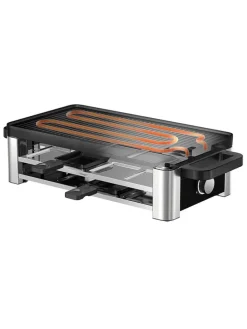Raclette ''For 8'' in Silber/ Schwarz - (B)44 x (H)13,2 x (T)24 cm