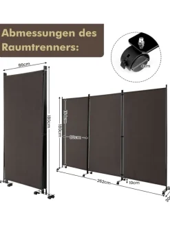 Raumteiler 3 tlg. 180cm in Braun