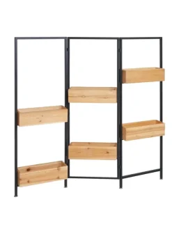 Raumteiler mit Pflanzkasten L32, Gestell schwarz, naturfarben