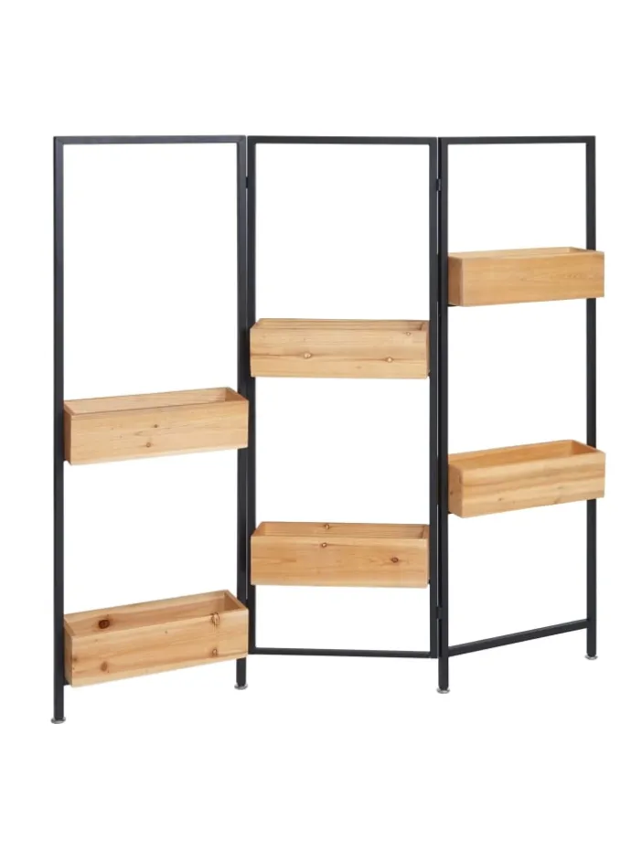 Raumteiler mit Pflanzkasten L32, Gestell schwarz, naturfarben