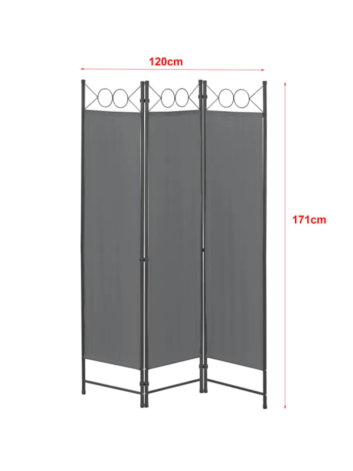 Raumteiler Saragossa 3-teilig in Grau (H)171cm (B)120cm