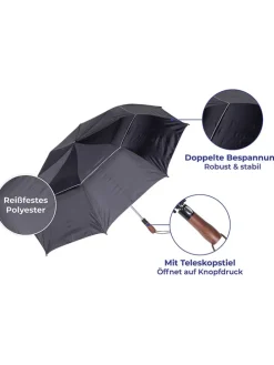 Regenschirm in Schwarz - Ø 130 cm