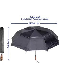Regenschirm in Schwarz - Ø 130 cm