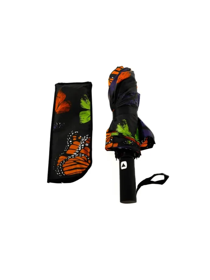 Regenschirm Reise-Taschenschirm mit Teleskopfunktion in Schwarz
