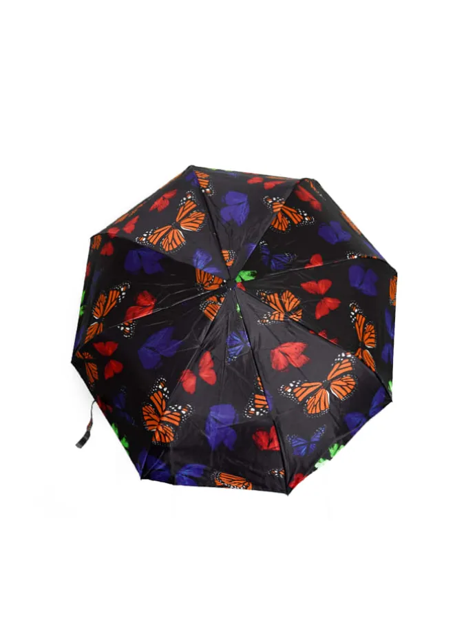 Regenschirm Reise-Taschenschirm mit Teleskopfunktion in Schwarz