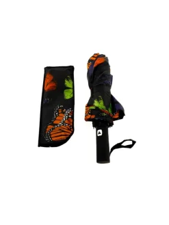 Regenschirm Reise-Taschenschirm mit Teleskopfunktion in Schwarz