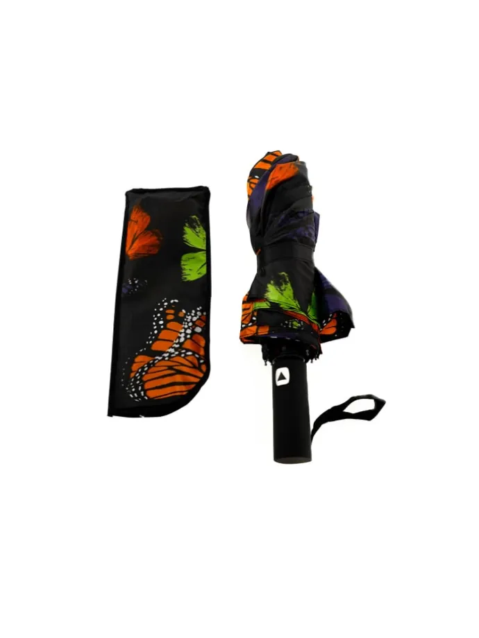 Regenschirm Reise-Taschenschirm mit Teleskopfunktion in Schwarz