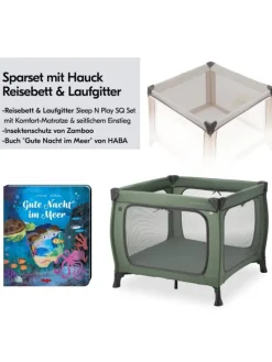 Reisebett & Laufgitter Sleep N Play SQ Set in gruen