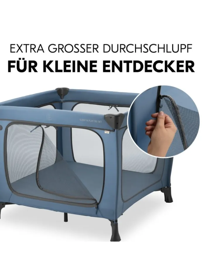 Reisebett & Laufgitter Sleep N Play SQ Set in blau