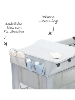Reisebett Capri ab Geburt - 15 kg mit verstellbarem in grau
