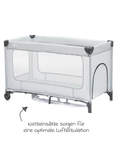 Reisebett Capri ab Geburt - 15 kg mit verstellbarem in grau