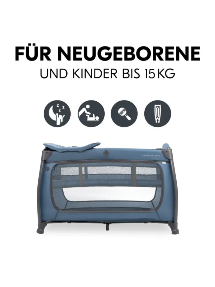 Reisebett Play N Relax Center mit Wickelauflage, in blau