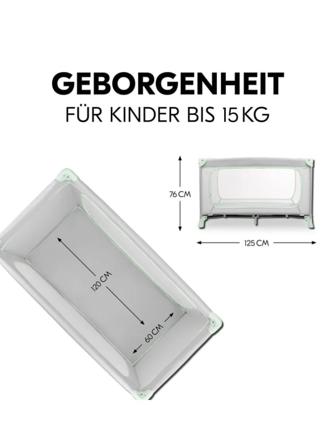 Reisebett Set Dream N Play Plus inkl. Alvi in grau,gruen