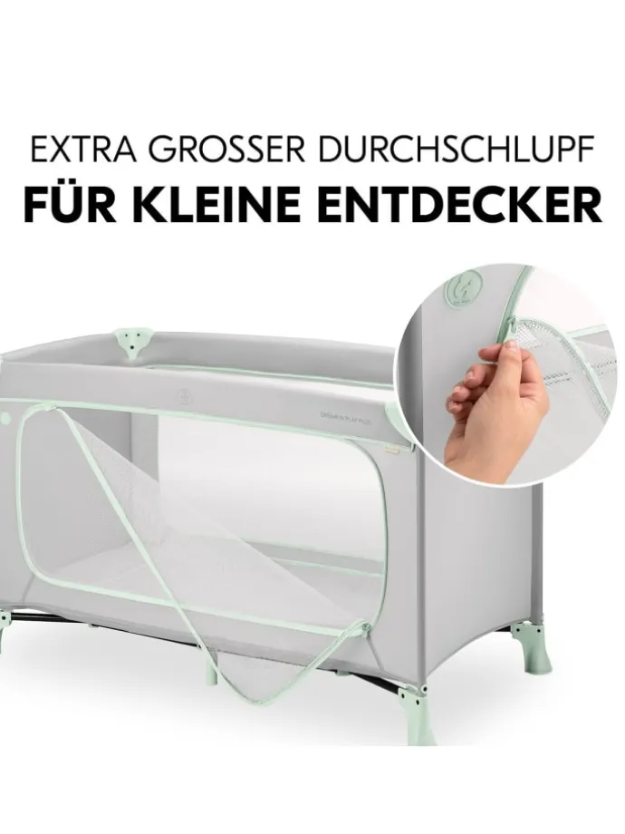Reisebett Set Dream N Play Plus inkl. Alvi in grau,gruen