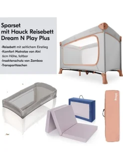 Reisebett Set Dream N Play Plus inkl. Alvi in grau,orange
