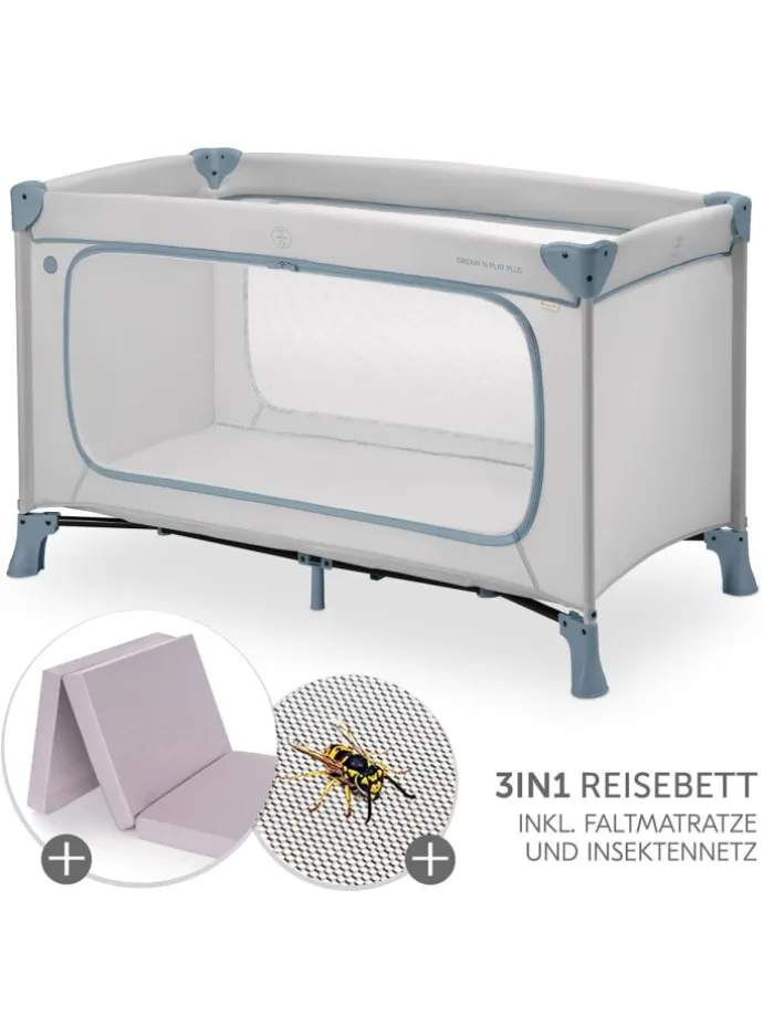 Reisebett Set Dream N Play Plus inkl. Alvi in grau,blau