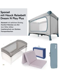 Reisebett Set Dream N Play Plus inkl. Alvi in grau,blau