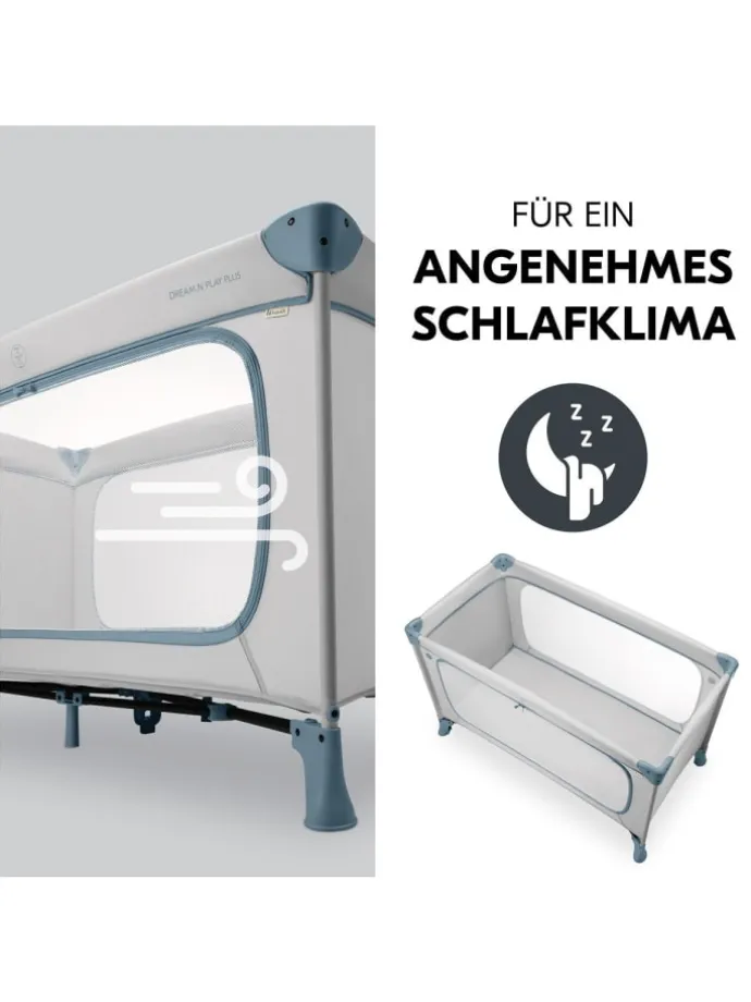 Reisebett Set Dream N Play Plus inkl. Alvi in grau,blau