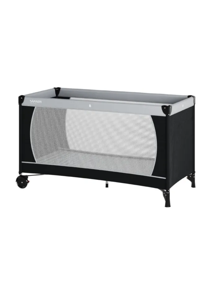 Reisebett 60x120 cm - fold & go - mit Matratze SleepPlus, schwarz/grau