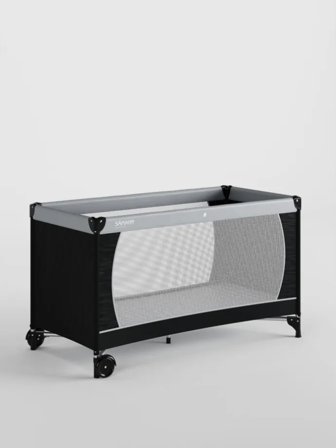 Reisebett 60x120 cm - fold & go - mit Matratze SleepPlus, schwarz/grau