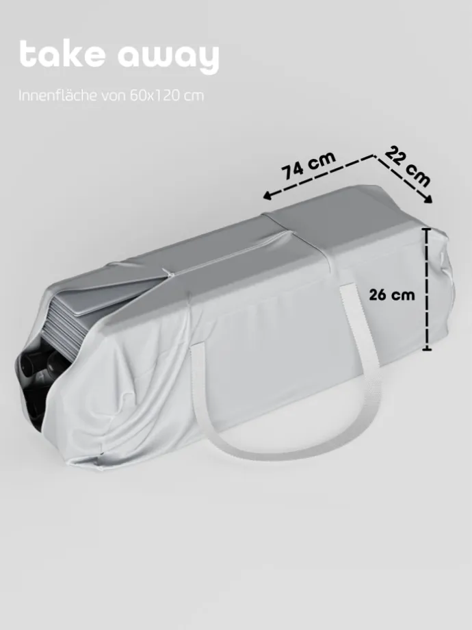 Reisebett 60x120 cm - fold & go - mit Matratze SleepPlus, schwarz/grau