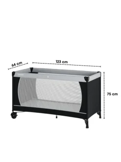 Reisebett 60x120 cm - fold & go - mit Matratze SleepPlus, schwarz/grau