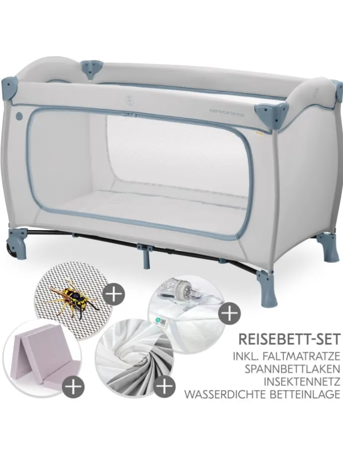 Reisebett XXL-Sparset - Sleep N Play Go Plus in grau,blau