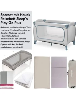 Reisebett XXL-Sparset - Sleep N Play Go Plus in grau,blau